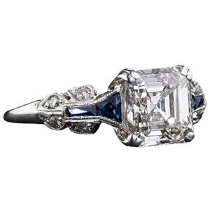 Women's 3.47 CT Vintage Silver Princess Cut Diamond Engagement Wedding Ring